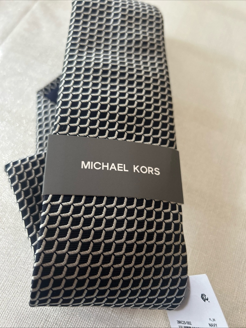 Michael Kors Black & Gray Geometric Silk Tie
